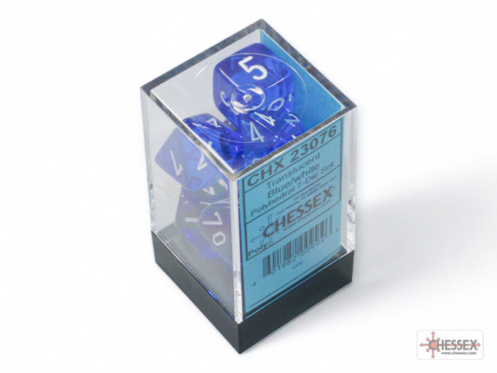 Green And Blue Translucent Polyhedral Dice Set – 7-teiliges Würfel-Set In Durchsichtigem Design Mit Aufbewahrungstube