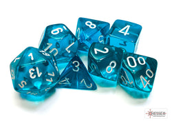 Chessex CHX23085 Translucent Teal/white Polyhedral 7-Dice Set