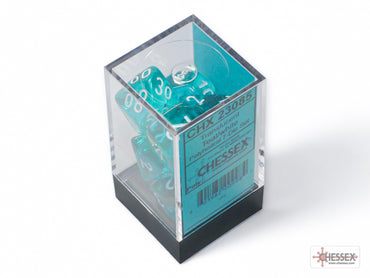 Chessex CHX23085 Translucent Teal/white Polyhedral 7-Dice Set