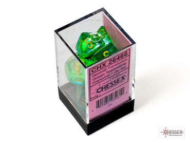 Chessex CHX26466 Translucent Green-Teal/Yellow Polyhedral 7-Dice Set