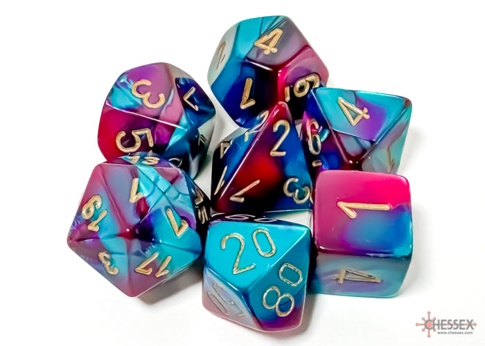 Chessex CHX26449 Gemini Purple-teal W/gold Polyhedral 7-Dice Set
