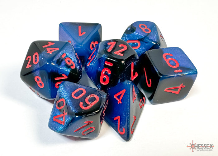 Chessex CHX26458 Gemini Black-starlight/red Polyhedral 7-Dice Set