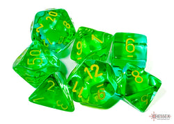 Chessex CHX26466 Translucent Green-Teal/Yellow Polyhedral 7-Dice Set