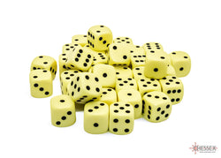 Chessex CHX25862 Opaque 12mm Pastel Yellow/black D6 36-Dice display