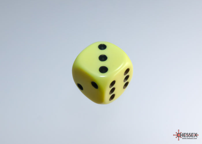 Chessex CHX25862 Opaque 12mm Pastel Yellow/black D6 36-Dice display