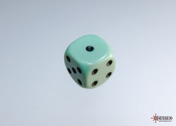Chessex CHX25865 Opaque 12mm Pastel Green/black D6 36-Dice display