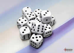 Chessex CHX25601 Opaque 16mm White/black D6 12-Dice display