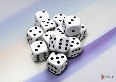Chessex CHX25601 Opaque 16mm White/black D6 12-Dice display