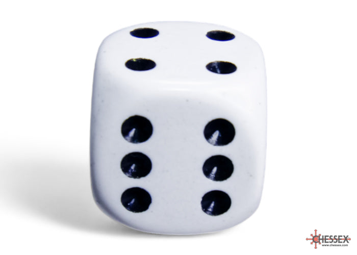 Chessex CHX25601 Opaque 16mm White/black D6 12-Dice display