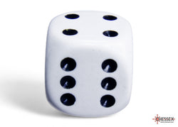 Chessex CHX25601 Opaque 16mm White/black D6 12-Dice display
