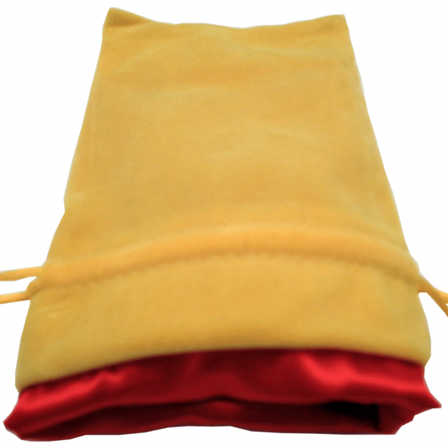 Dice Bag 4"x 6": Gold Velvet with Red Satin Lining