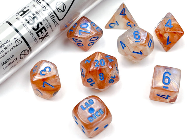 Chessex CHX30045 Borealis Rose Gold/light blue Polyhedral 7-Dice Set