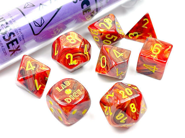Chessex CHX30050 Vortex Underworld/yellow Polyhedral 7-Dice Set
