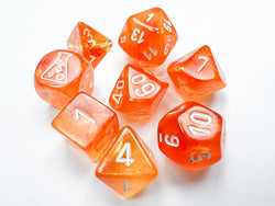 Chessex CHX30052 Borealis Blood orange/white Luminary Polyhedral 7-Dice Set (with bonus die)