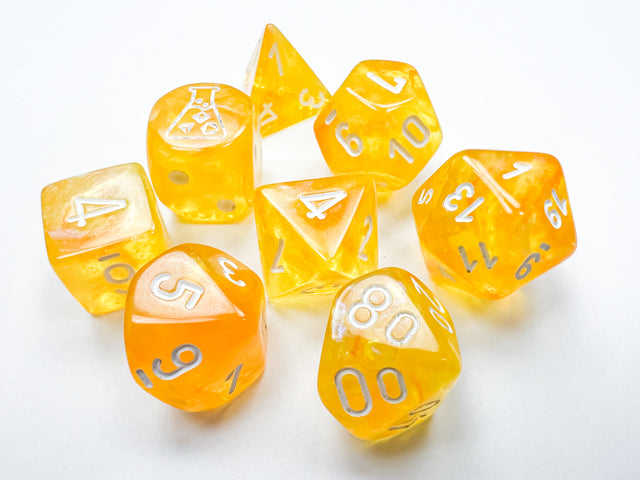 Chessex CHX30053 Borealis Canary/white Luminary Polyhedral 7-Dice Set (with bonus die)