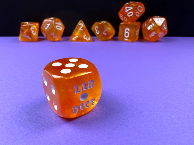 Chessex CHX30052 Borealis Blood orange/white Luminary Polyhedral 7-Dice Set (with bonus die)