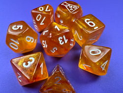 Chessex CHX30052 Borealis Blood orange/white Luminary Polyhedral 7-Dice Set (with bonus die)