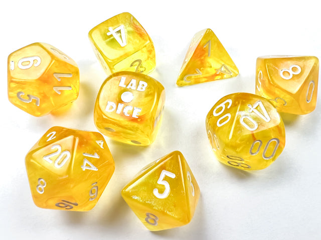 Chessex CHX30053 Borealis Canary/white Luminary Polyhedral 7-Dice Set (with bonus die)