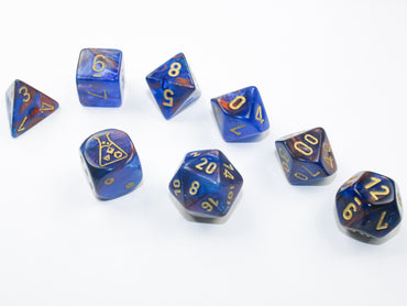 Chessex CHX30055 Lustrous Azurite/gold Polyhedral 7-Dice Set