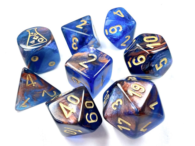 Chessex CHX30055 Lustrous Azurite/gold Polyhedral 7-Dice Set
