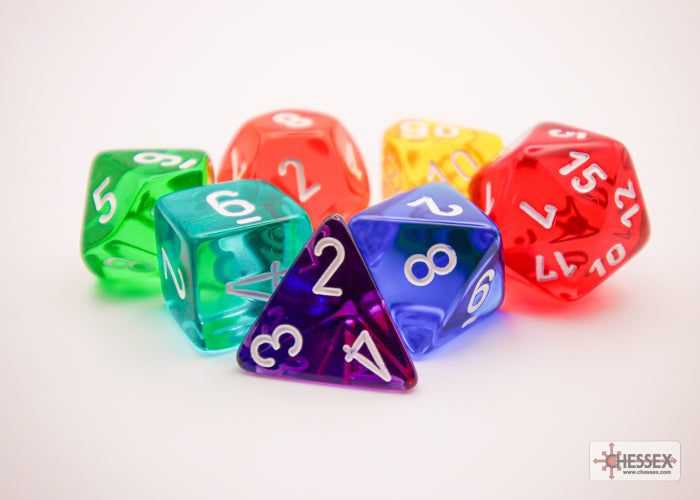Chessex CHX23099 Translucent GM & Beginner Player Polyhedral 7-Dice Set