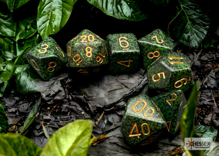 Chessex CHX25335 Speckled Golden Recon Polyhedral 7-Dice Set