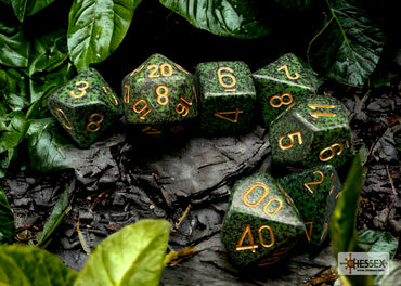 Chessex CHX25335 Speckled Golden Recon Polyhedral 7-Dice Set