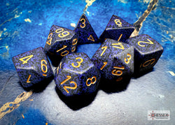 Chessex CHX25337 Speckled Golden Cobalt Polyhedral 7-Dice Set