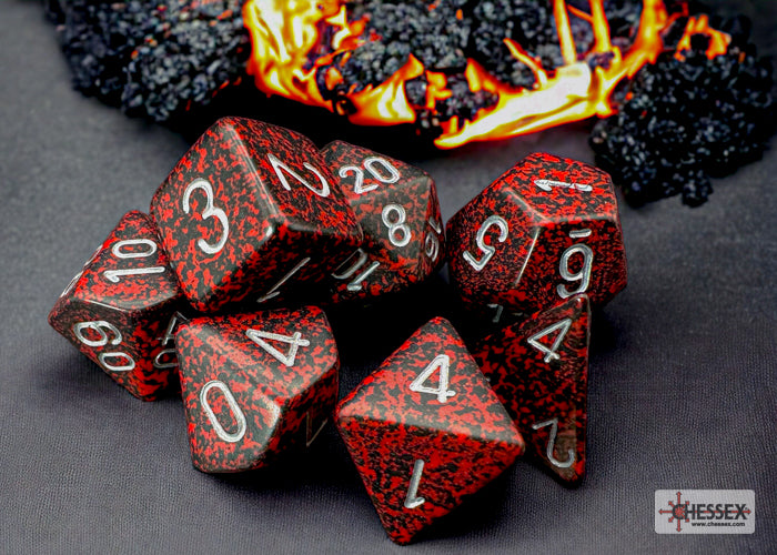 Chessex CHX25344 Speckled Silver Volcano Polyhedral 7-Dice Set