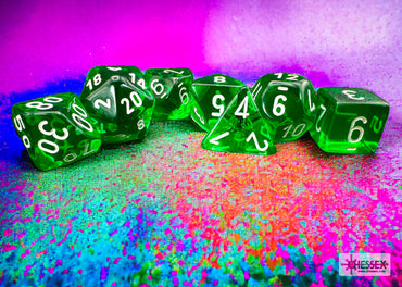 Chessex CHX23075 Translucent Green/white Polyhedral 7-Dice Set