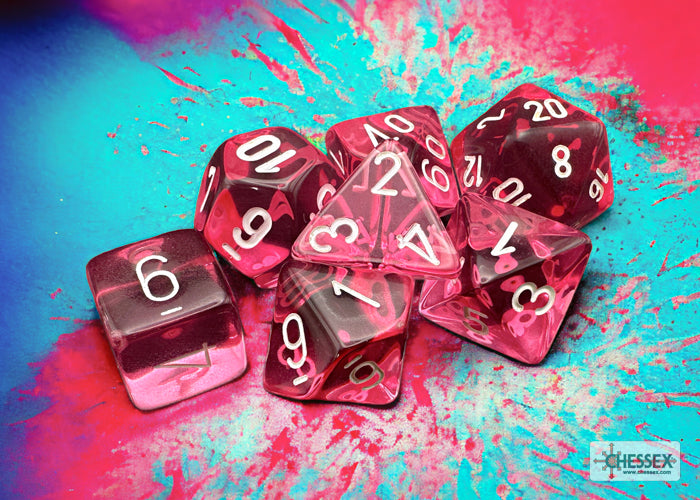 Chessex CHX23084 Translucent Pink/white Polyhedral 7-Dice Set