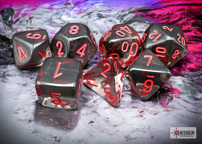 Chessex CHX23088 Translucent Smoke/red Polyhedral 7-Dice Set