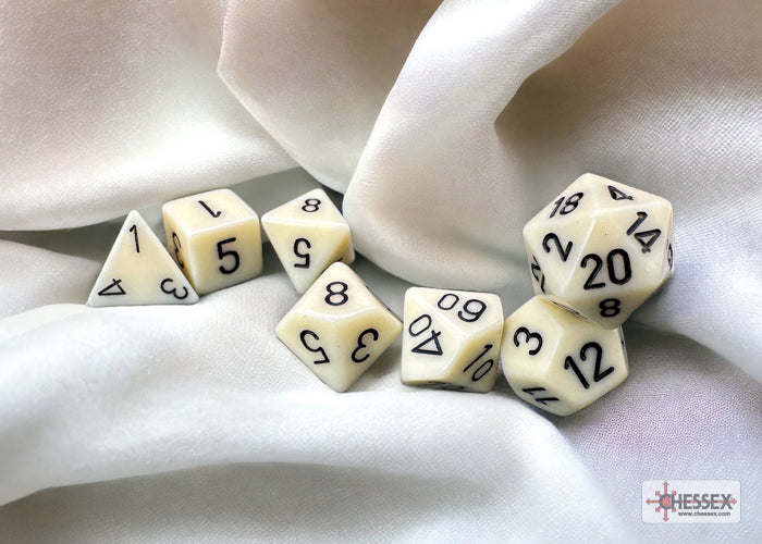 Chessex CHX25400 Opaque Ivory/black Polyhedral 7-Dice Set