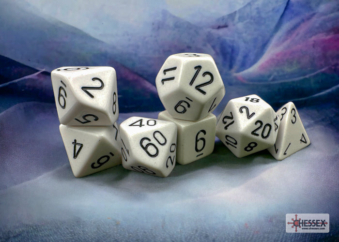 Chessex CHX25401 Opaque White/black Polyhedral 7-Dice Set