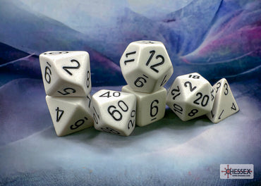 Chessex CHX25401 Opaque White/black Polyhedral 7-Dice Set