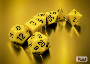 Chessex CHX25402 Opaque Yellow/black Polyhedral 7-Dice Set