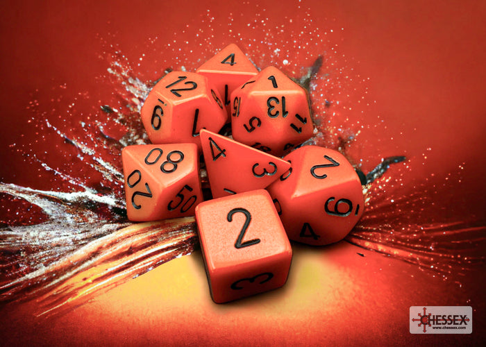 Chessex CHX25403 Opaque Orange/black Polyhedral 7-Dice Set