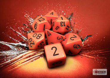 Chessex CHX25403 Opaque Orange/black Polyhedral 7-Dice Set