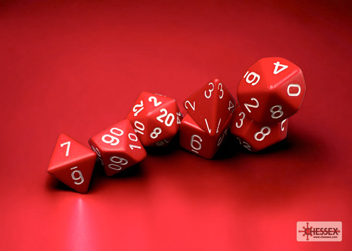Chessex CHX25404 Opaque Red/white Polyhedral 7-Dice Set