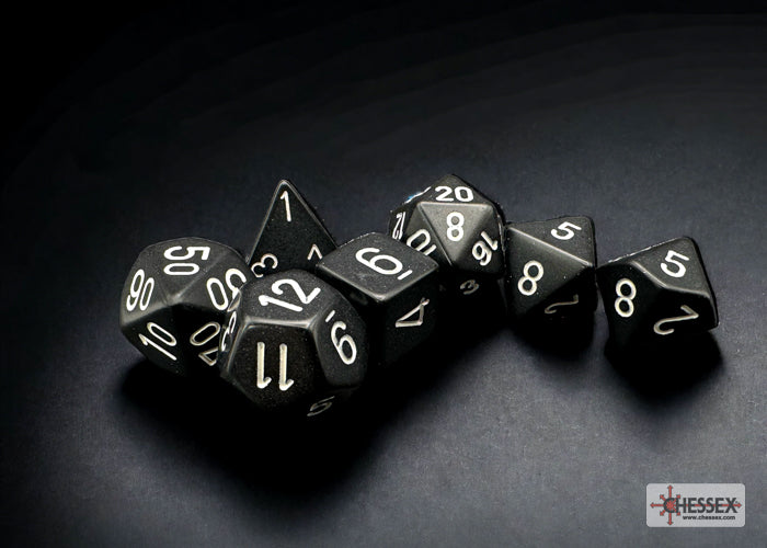 Chessex CHX25408 Opaque Black/white Polyhedral 7-Dice Set