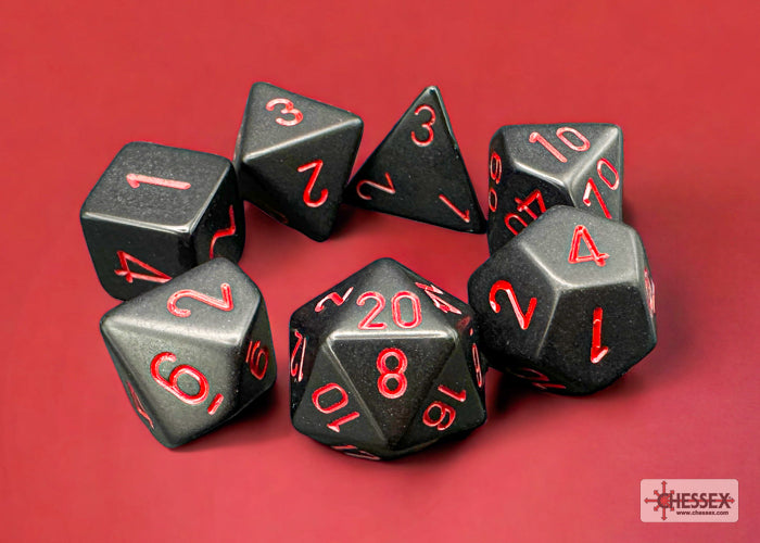 Chessex CHX25418 Opaque Black/red Polyhedral 7-Dice Set