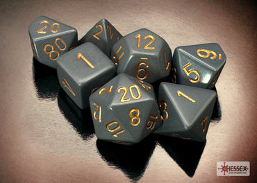 Chessex CHX25420 Opaque Dark Grey/copper Polyhedral 7-Dice Set