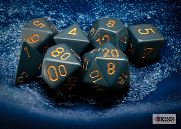 Chessex CHX25426 Opaque Dusty Blue/copper Polyhedral 7-Dice Set