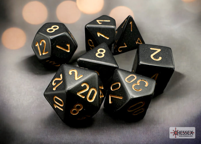 Chessex CHX25428 Opaque Black/gold Polyhedral 7-Dice Set