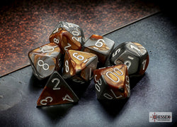 Chessex CHX26424 Gemini Copper-steel/white Polyhedral 7-Dice Set