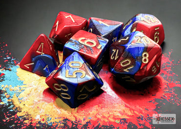 Chessex CHX26429 Gemini Blue-red/gold Polyhedral 7-Dice Set