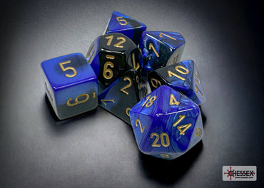 Chessex CHX26435 Gemini Black-blue/gold Polyhedral 7-Dice Set
