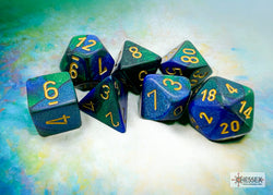 Chessex CHX26436 Gemini Blue-green/gold Polyhedral 7-Dice Set