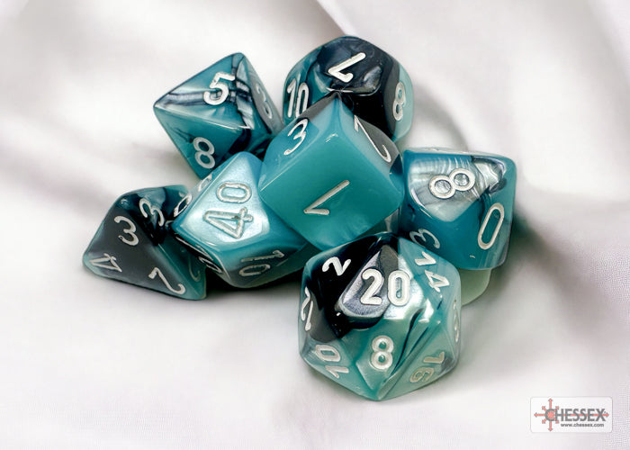 Chessex CHX26446 Gemini Black-shell W/white Polyhedral 7-Dice Set