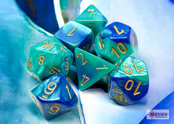 Chessex CHX26459 Gemini Blue-teal/gold Polyhedral 7-Dice Set